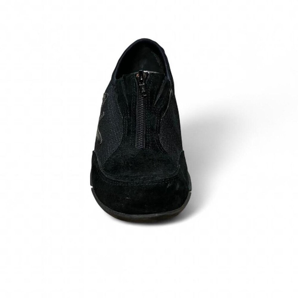Genuine Suede Leather Anne Klein Black Zip Up Shoes - Picture 2 of 8